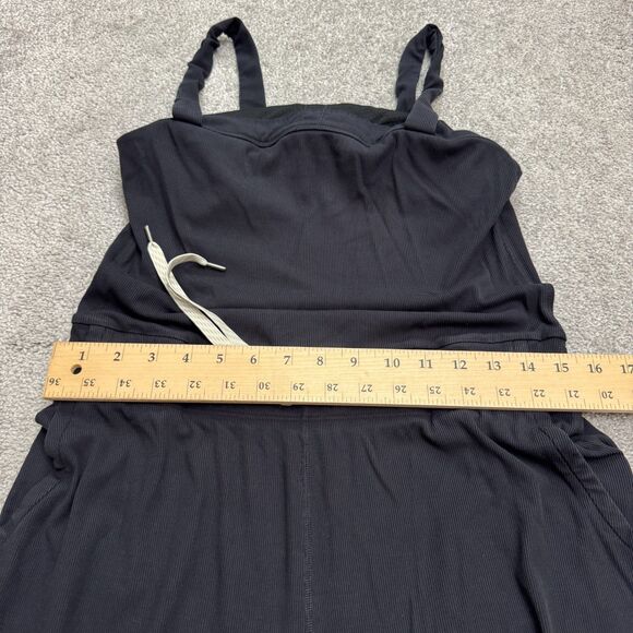 Vuori Ribbed Knit Wide Leg Jumpsuit Womens Large Navy Blue Elastic Drawstring - Picture 11 of 16
